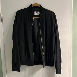 Topman Black Bomber Jacket with Ribbed Cuffs